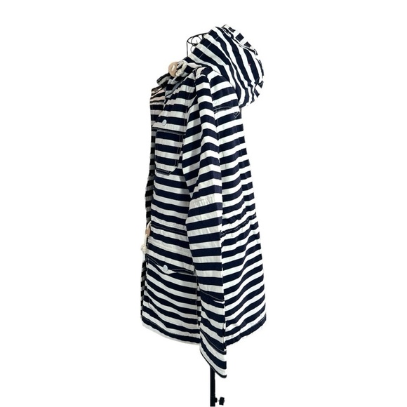 Levi's Trekking Parka Striped Hooded Jacket Nautical Canvas Navy/White Large NWT - Picture 4 of 11